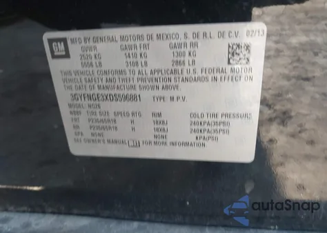 2013 Cadillac Srx Luxury Collection из США, поврежденный, VIN 3GYFNGE3XDS596881